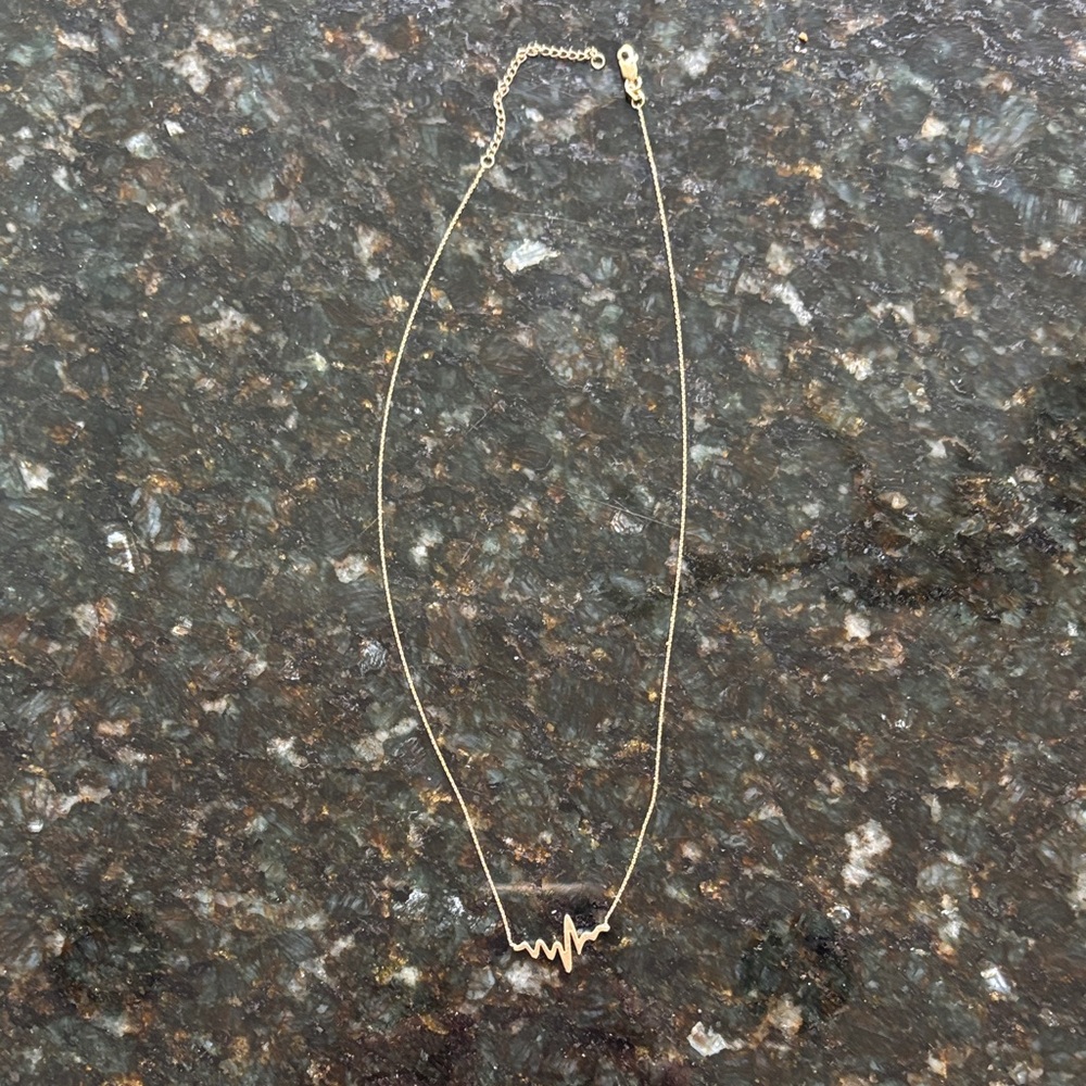 14k Gold Heartbeat Necklace